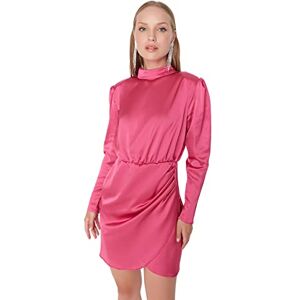 Trendyol Dam Dam Mini Bodycon asymmetrisk krage stickad klänning, ROSA, 42 Trendyol Dam Dam Mini Bodycon asymmetrisk krage stickad klänning, ROSA, 42