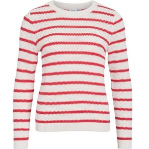 Vila Vidalo O-hals L/S randig stickad topp – Noos, vit alysum, XXL Vila Vidalo O-hals L/S randig stickad topp – Noos, vit alysum, XXL