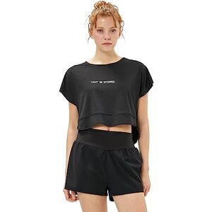 Koton Women asymmetrisk tryckt crop sport T-shirt, Svart (999), XS Koton Women asymmetrisk tryckt crop sport T-shirt, Svart (999), XS