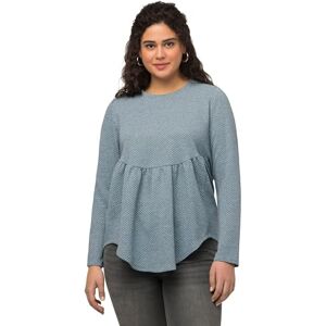 Ulla Popken dam strukturtröja med volang, A-linje T-shirt, blå, 50/52 Ulla Popken dam strukturtröja med volang, A-linje T-shirt, blå, 50/52