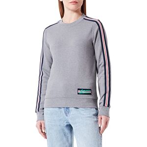 Love Moschino Dam smal passform rund hals lång ärm med randiga band och logotyp sweatshirt, Medium melange grå, 40 Love Moschino Dam smal passform rund hals lång ärm med randiga band och logotyp sweatshirt, Medium melange grå, 40