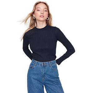 Trendyol damer raka långa ärmar smal blus, marinblå, XS Trendyol damer raka långa ärmar smal blus, marinblå, XS
