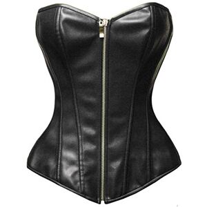 Bslingerie ® Korsett i konstläder, med dragkedja fram, för kvinnor, bustier, topp, Svart, S Bslingerie ® Korsett i konstläder, med dragkedja fram, för kvinnor, bustier, topp, Svart, S
