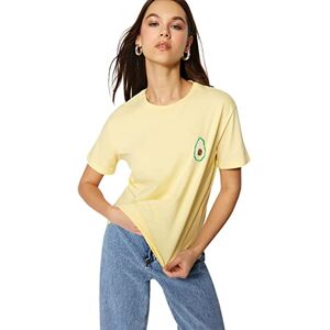 Trendyol Dam ung vanlig standard rundhalsad stickad T-shirt, gUL, XL Trendyol Dam ung vanlig standard rundhalsad stickad T-shirt, gUL, XL