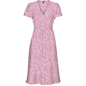 VERO MODA VMJOSIE SS Calf Shirt klänning WVN GA, Rosa Cosmos/Aop: Hucca, L VERO MODA VMJOSIE SS Calf Shirt klänning WVN GA, Rosa Cosmos/Aop: Hucca, L