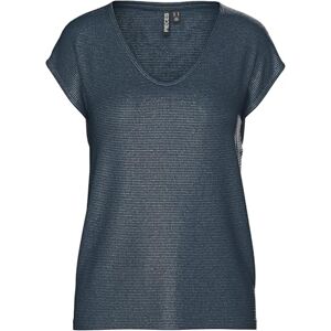 PIECES SELECTED HOMME Damer Pcbillo Tee Lurex Stripes Noos, Reflecting Pond/Detaljer: Lurex guld, L PIECES SELECTED HOMME Damer Pcbillo Tee Lurex Stripes Noos, Reflecting Pond/Detaljer: Lurex guld, L