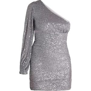 TYLIN Dam One Shoulder-miniklänning klänning, grå silver, S TYLIN Dam One Shoulder-miniklänning klänning, grå silver, S