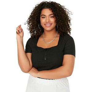 Trendyol kvinnor plus storlek anpassad bodycon fyrkantig krage stickad plus size blus, Svart, XL Plus Trendyol kvinnor plus storlek anpassad bodycon fyrkantig krage stickad plus size blus, Svart, XL Plus