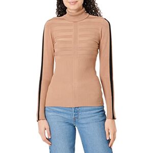 Morgan Dam Pull Col Roulé Bande Couleur Manche Mentoi pullover tröja, Multicolour (Camel/Noir Camel/Noir), L Morgan Dam Pull Col Roulé Bande Couleur Manche Mentoi pullover tröja, Multicolour (Camel/Noir Camel/Noir), L
