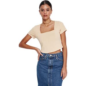 Trendyol kvinnor anpassad enkel fyrkantig krage stickad blus, STEN, M Trendyol kvinnor anpassad enkel fyrkantig krage stickad blus, STEN, M
