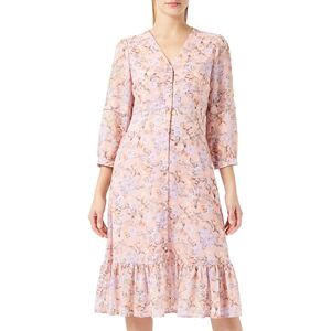 SANIKA Midiklänning för kvinnor med blommigt tryck, Rosa flerfärgad, S SANIKA Midiklänning för kvinnor med blommigt tryck, Rosa flerfärgad, S