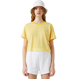 Koton dam viskos mix crew neck kortärmad crop t-shirt, Gul rand (1s5), S Koton dam viskos mix crew neck kortärmad crop t-shirt, Gul rand (1s5), S