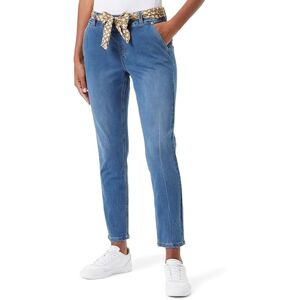 Cream Kvinnors jeggings denim byxor skinny passform tying bälte beskurna längd fickor dam, mörkblå denim, L Cream Kvinnors jeggings denim byxor skinny passform tying bälte beskurna längd fickor dam, mörkblå denim, L
