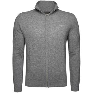 GANT Extrafin lammull dragkedja cardigan, Mörkgrå melange, M GANT Extrafin lammull dragkedja cardigan, Mörkgrå melange, M