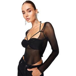 Trendyol damer raka långa ärmar midja blus, svart, 34 Trendyol damer raka långa ärmar midja blus, svart, 34