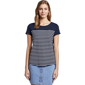 TOM TAILOR Denim Damer Randig T-shirt med hjärttryck 1017275, 22701 Navy Off White Stripe, XS TOM TAILOR Denim Damer Randig T-shirt med hjärttryck 1017275, 22701 Navy Off White Stripe, XS