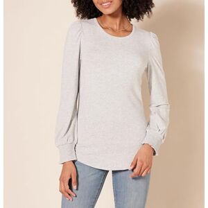 Amazon Essentials dam långärmad rund hals smockad manschett t-shirt, grå ljung, X-Large Amazon Essentials dam långärmad rund hals smockad manschett t-shirt, grå ljung, X-Large