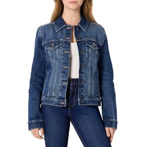 Amazon Essentials dam normal passform låg stretch denim truckerjacka med fickor, Sten mörk tvätt, M Amazon Essentials dam normal passform låg stretch denim truckerjacka med fickor, Sten mörk tvätt, M