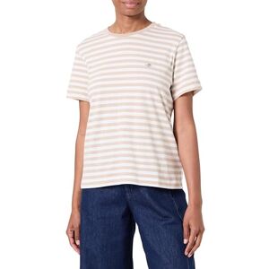 GANT Reg Striped Shield Ss T-shirt för kvinnor, Torr sand, M GANT Reg Striped Shield Ss T-shirt för kvinnor, Torr sand, M