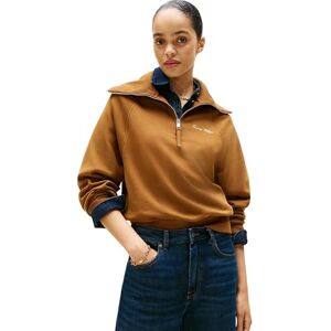 Tommy Hilfiger dam klassisk SCRIPT FLEECE HALF-ZIP WW0WW46632 tröja med halv dragkedja, brun, XS, Brun (Highland Khaki), XS Tommy Hilfiger dam klassisk SCRIPT FLEECE HALF-ZIP WW0WW46632 tröja med halv dragkedja, brun, XS, Brun (Highland Khaki), XS