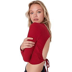 Trendyol Dam myskläder anpassad standard rund hals stickad blus skjorta, vinröd, XS, Vinröd, XS Trendyol Dam myskläder anpassad standard rund hals stickad blus skjorta, vinröd, XS, Vinröd, XS