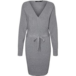 VERO MODA Damer VMHOLLYREM LS V-hals Dress GA NOOS klänning, medium grå melange, L VERO MODA Damer VMHOLLYREM LS V-hals Dress GA NOOS klänning, medium grå melange, L