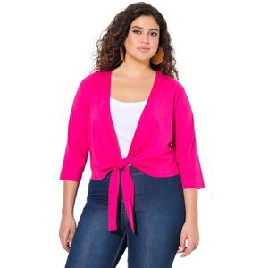 Ulla Popken damer stora storlekar plus size bolero, kort jacka, jersey, 3/4-arm, fållknut, magentapink, 50-52 Ulla Popken damer stora storlekar plus size bolero, kort jacka, jersey, 3/4-arm, fållknut, magentapink, 50-52