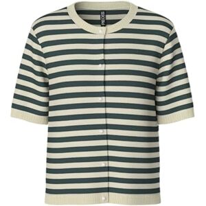 PIECES Pcorina Ss Stripe Knit Cardi Pwp Bc, Mörkaste granen, XS PIECES Pcorina Ss Stripe Knit Cardi Pwp Bc, Mörkaste granen, XS