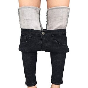 heipeiwa Vinterjeans för kvinnor, fleecefodrade jeans, termiska, tjocka, smala, denimbyxor, smal passform, stretchiga varma jeggings, Svart, S heipeiwa Vinterjeans för kvinnor, fleecefodrade jeans, termiska, tjocka, smala, denimbyxor, smal passform, stretchiga varma jeggings, Svart, S
