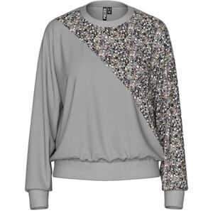 PIECES PCNANCY LS Sweat BC, Ljusgrå melange/detalj: silversequence, S PIECES PCNANCY LS Sweat BC, Ljusgrå melange/detalj: silversequence, S