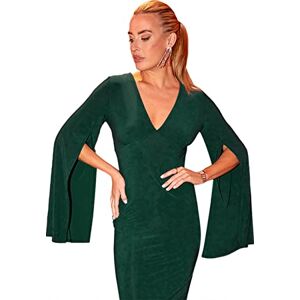 Chi Chi London Dam V-hals delad ärm bodycon klänning i grönt speciellt tillfälle, gRÖN, 40 SE Chi Chi London Dam V-hals delad ärm bodycon klänning i grönt speciellt tillfälle, gRÖN, 40 SE