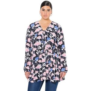 Ulla Popken dam, heltryck, a-linje, carree-hals, långärmade blusar, marinblå, 50-52 Ulla Popken dam, heltryck, a-linje, carree-hals, långärmade blusar, marinblå, 50-52