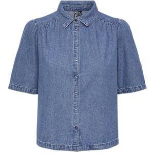PIECES PCMAG SS denimskjorta, Mellanblå denim, L PIECES PCMAG SS denimskjorta, Mellanblå denim, L
