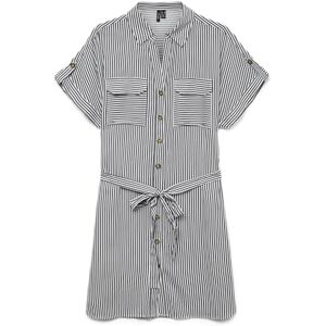 VERO MODA Vmbumpy Ss Short Shirt Dress WVN Ga Noos, Indiskt bläck, M VERO MODA Vmbumpy Ss Short Shirt Dress WVN Ga Noos, Indiskt bläck, M