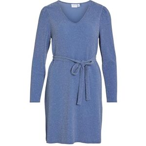 Vila Vieleina V-hals L/S dress/Bf, Bijou blå, S Vila Vieleina V-hals L/S dress/Bf, Bijou blå, S