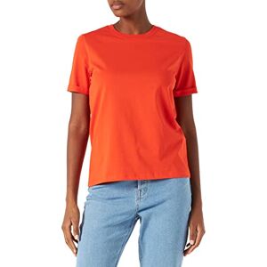 PIECES Damer Pcria Ss Fold Up Solid Tee Noos Bc T-shirt, Tangerine tango, XS PIECES Damer Pcria Ss Fold Up Solid Tee Noos Bc T-shirt, Tangerine tango, XS