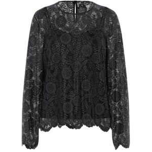 PIECES Pcolline Ls Lace O-Neck Top WVN Noos, svart, M PIECES Pcolline Ls Lace O-Neck Top WVN Noos, svart, M