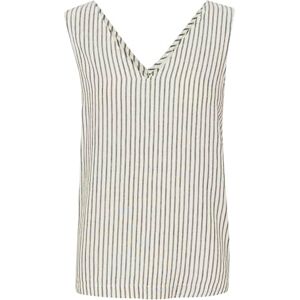 KAFFE Kvinnors linne V-hals ärmlös vanlig passform hip längd breda axelremmar dam, Krita/svart rand, 42 KAFFE Kvinnors linne V-hals ärmlös vanlig passform hip längd breda axelremmar dam, Krita/svart rand, 42