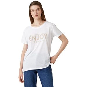 Koton Dam glänsande pärla embellished kortärmad crew neck t-shirt, Off White (001), XXL Koton Dam glänsande pärla embellished kortärmad crew neck t-shirt, Off White (001), XXL