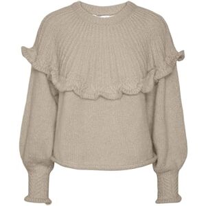 PIECES Dam Pcsikka Ls Oneck Knit Bc Tröja, Silver Mink, M PIECES Dam Pcsikka Ls Oneck Knit Bc Tröja, Silver Mink, M