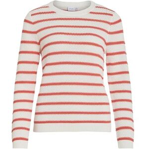 Vila dam Vidalo O-hals L/S randig stickad topp Noos, vit alysum, S Vila dam Vidalo O-hals L/S randig stickad topp Noos, vit alysum, S