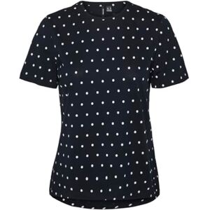 VERO MODA VMKAIA SIF SS TOP Box JRS GA, Snövit/detalj: svarta prickar, S VERO MODA VMKAIA SIF SS TOP Box JRS GA, Snövit/detalj: svarta prickar, S