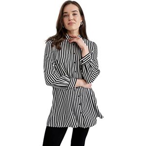 DeFacto Långärmad skjortblus, skjorta med knappar för fritidskläder, svart, S DeFacto Långärmad skjortblus, skjorta med knappar för fritidskläder, svart, S