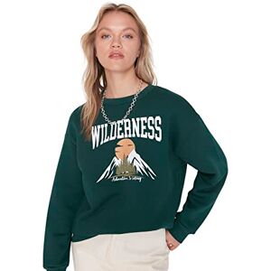 Trendyol Dam normal basic rundhalsad stickad sweatshirts, Smaragdgrönt, L Trendyol Dam normal basic rundhalsad stickad sweatshirts, Smaragdgrönt, L
