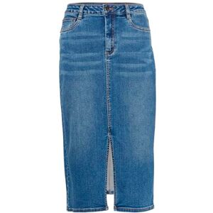 KAFFE Dam denim kjol hög midja penna silhuett mellanliggande längd dam, Medium blå denim, 34 KAFFE Dam denim kjol hög midja penna silhuett mellanliggande längd dam, Medium blå denim, 34