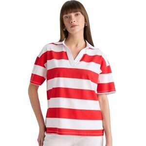 DeFacto Dampikétröja, kortärmad – pikétröja, t-shirts för kvinnor, kläder, skjortor, röd, XXL DeFacto Dampikétröja, kortärmad – pikétröja, t-shirts för kvinnor, kläder, skjortor, röd, XXL