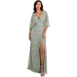 Maya Deluxe Dam Maxi Dam paljett utsmyckad wrap A-linje klänning för bröllop gäst brudtärna kväll bal tillfälle, Grön lilja, 32 Maya Deluxe Dam Maxi Dam paljett utsmyckad wrap A-linje klänning för bröllop gäst brudtärna kväll bal tillfälle, Grön lilja, 32