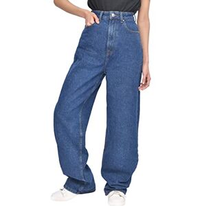M17 Dam damer 90-tal denim breda ben hög midja jeans klassiska casual bomullsbyxor byxor med fickor, Mörk tvätt blå, 36 SE M17 Dam damer 90-tal denim breda ben hög midja jeans klassiska casual bomullsbyxor byxor med fickor, Mörk tvätt blå, 36 SE