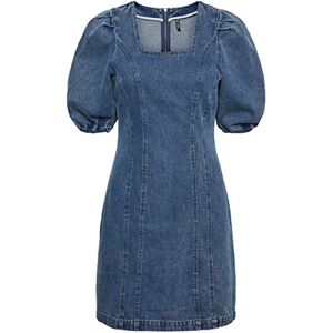 PIECES PCBRU SS Square Neck Dress BC, Mellanblå denim, M PIECES PCBRU SS Square Neck Dress BC, Mellanblå denim, M