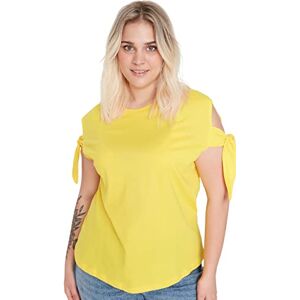 Trendyol Dam plusstorlek normal standard rundhalsad vävd plusstorlek T-shirt gul, gUL, XL Plus Trendyol Dam plusstorlek normal standard rundhalsad vävd plusstorlek T-shirt gul, gUL, XL Plus